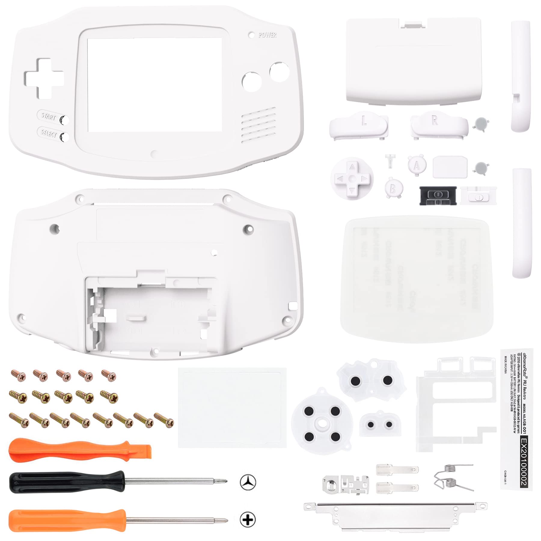 ExtremeRate Replacement Shell Case Buttons Cover for Gameboy Advance GBA Console - Compatible with IPS & Standard LCD Screens (White & White) - Perfect for Gaming Enthusiasts & Retro Console Modding