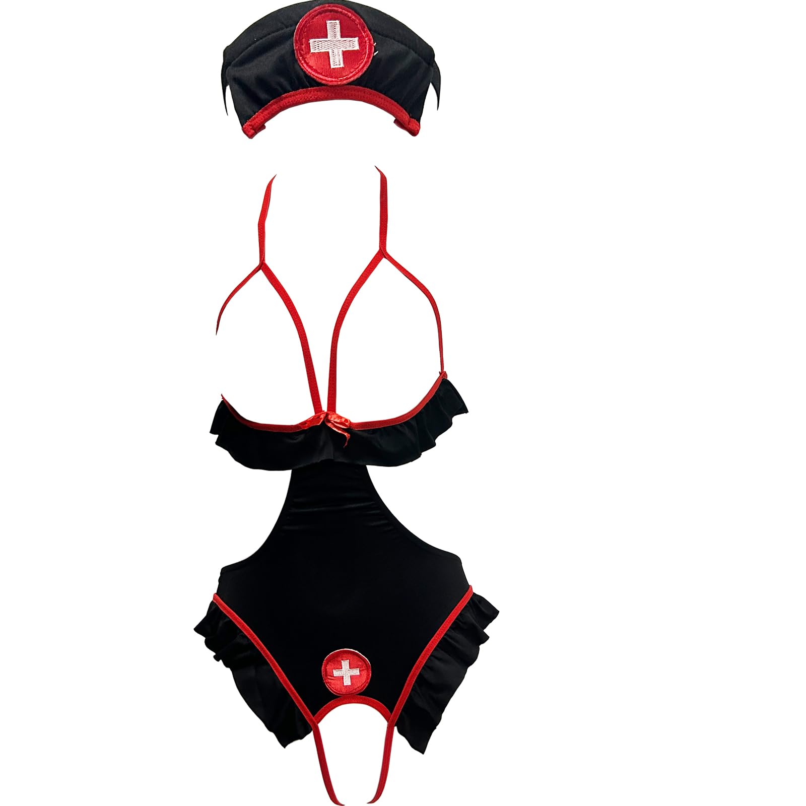 KKmeter Sexy Nurse Costume for Women - Lingerie Role Play Outfit with Stockings & Accessories | Halloween Cosplay, Bachelorette Party, Valentine's Day Gift