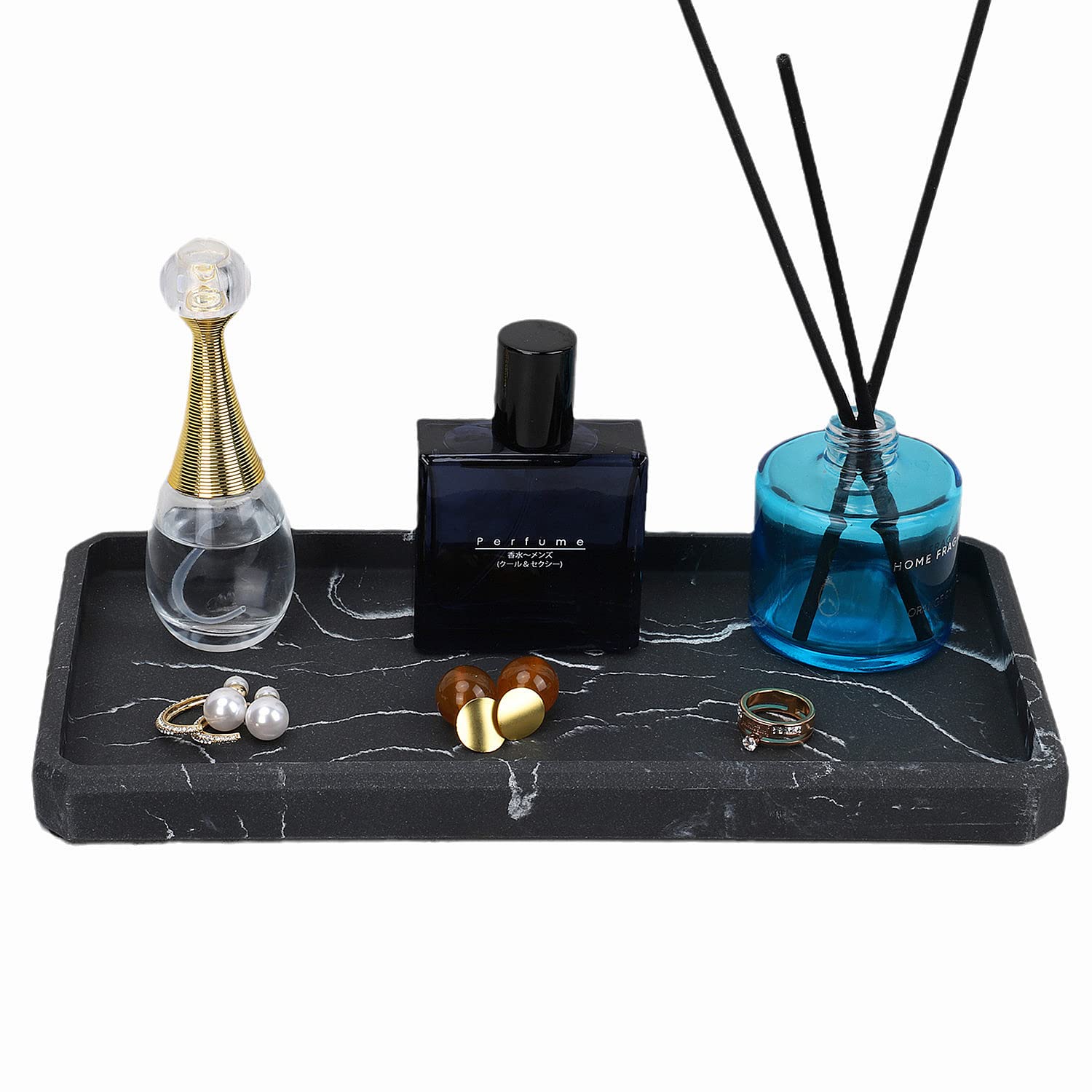 LKKL Marble Black Resin Bathroom Vanity Tray - 11