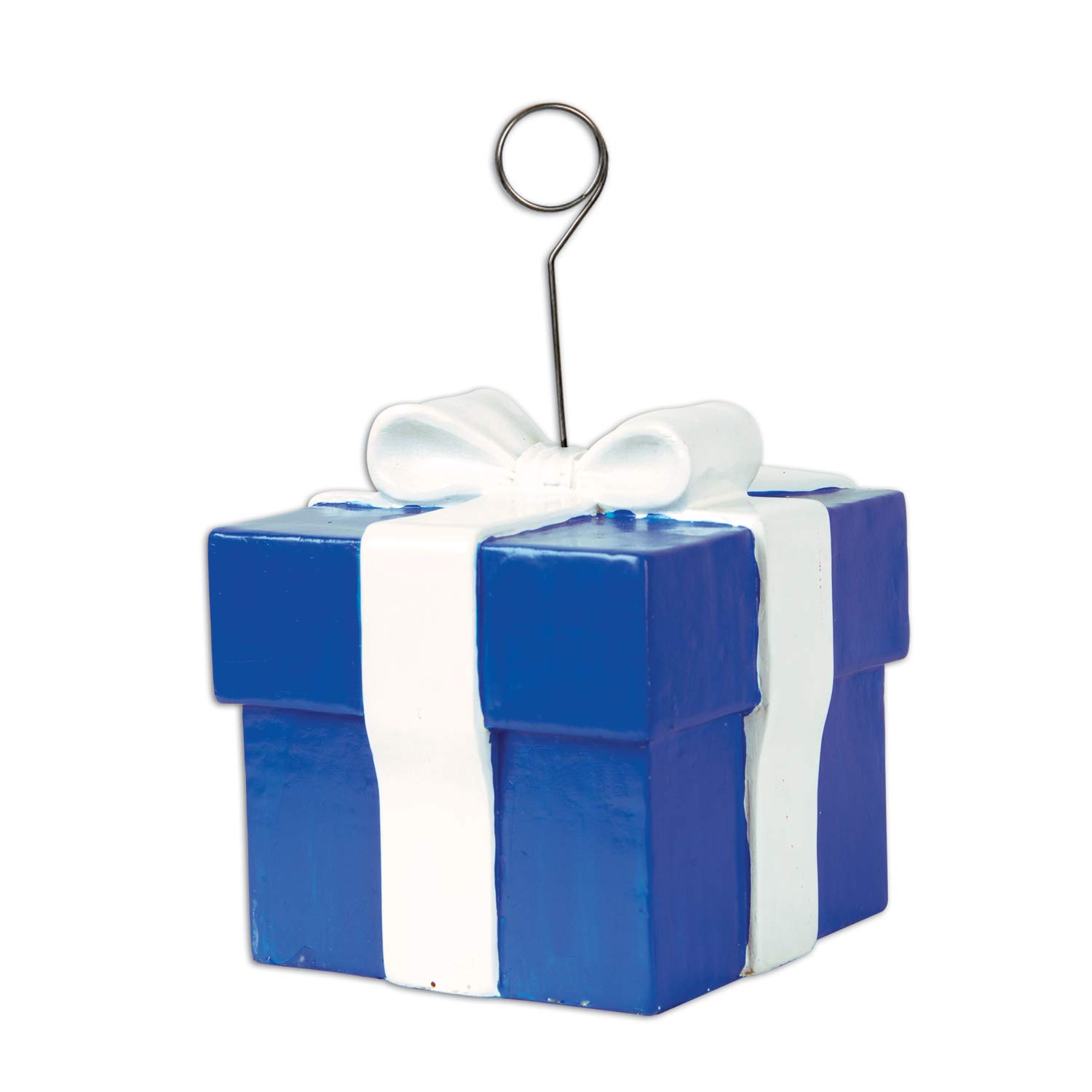 Blue Gift Box Photo & Balloon Holder - Party Decoration Accessory (1 Pack) - Perfect for Birthday, Wedding & Baby Shower Decorations
