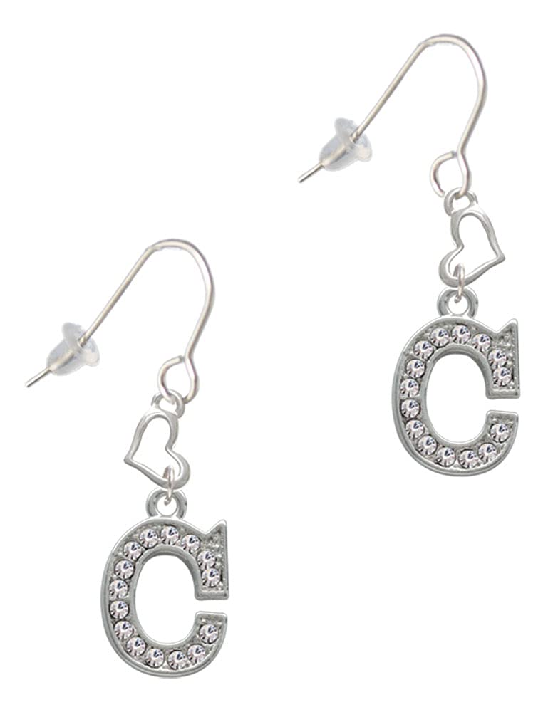 Delicate Silver-Tone Crystal Initial Small Heart French Earrings for Women – Perfect for Valentine’s Day Gifts, Date Nights & Special Occasions