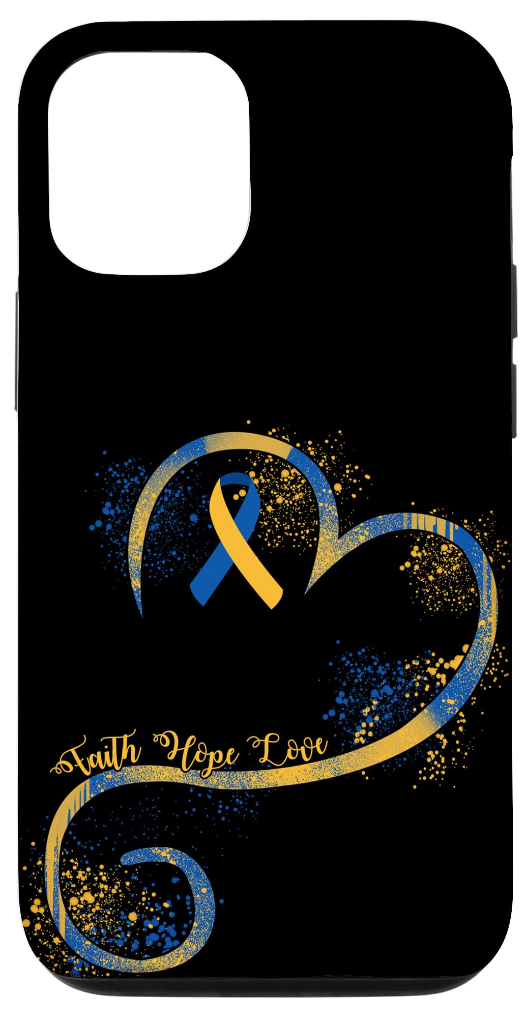 iPhone 12/12 Pro Down Syndrome Awareness Case - Yellow & Blue Ribbon Design - Show Support for Special Needs Moms - Perfect Gift for Down Syndrome Mothers & Caregivers