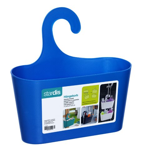 Stardis Shower Basket with Hooks - Hanging Shower Shelf Organizer for Bathroom Storage - Blue - Perfect for Shampoo, Soap & Bath Accessories Organization