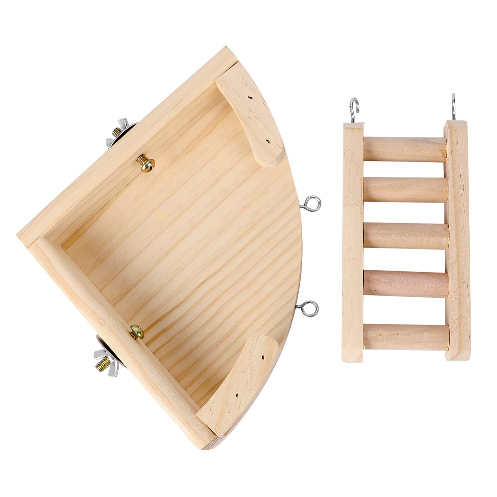 1pc Fan-Shaped Wooden Small Pet Ladder - Hamster Climbing Toy, Parrot & Small Animal Cage Accessories for Play & Exercise | Perfect for Hamster Cages, Bird Playgrounds & Small Pet Enrichment