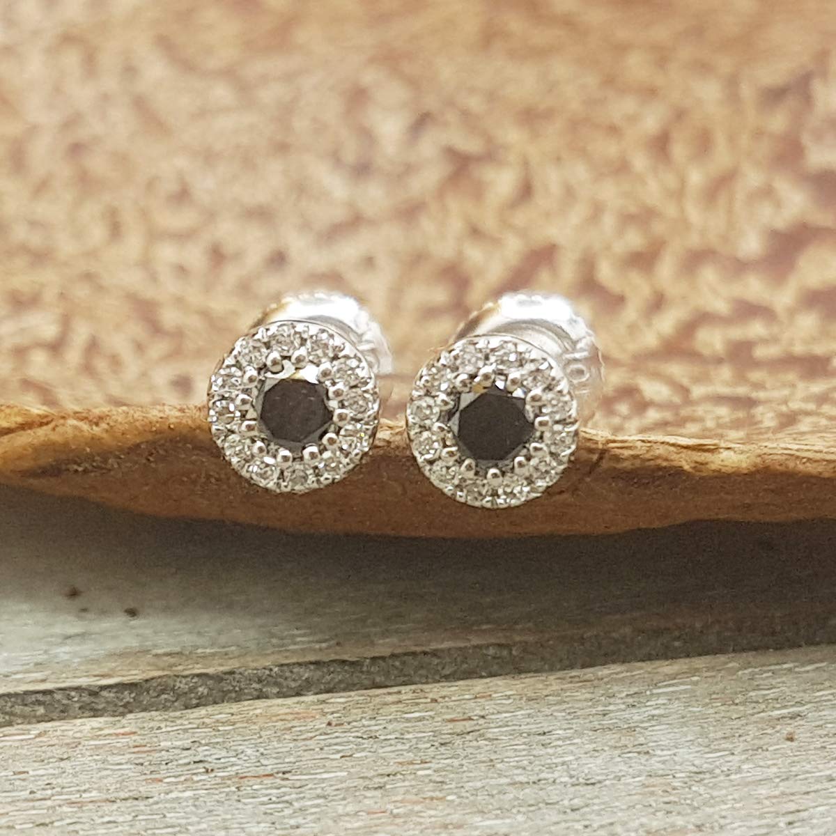 Dazzlingrock 0.2ct Round Black & White Diamond Halo Stud Earrings for Women - 10K Solid Gold Wedding, Anniversary & Special Occasion Jewelry Gift