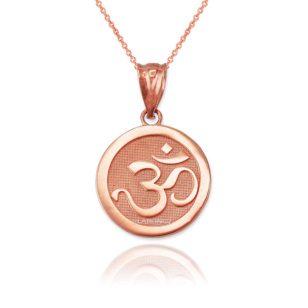 14K Rose Gold Om Medallion Charm Necklace - Spiritual Jewelry for Women, Yoga & Meditation Accessories, Gift for Her, Birthday & Anniversary Present