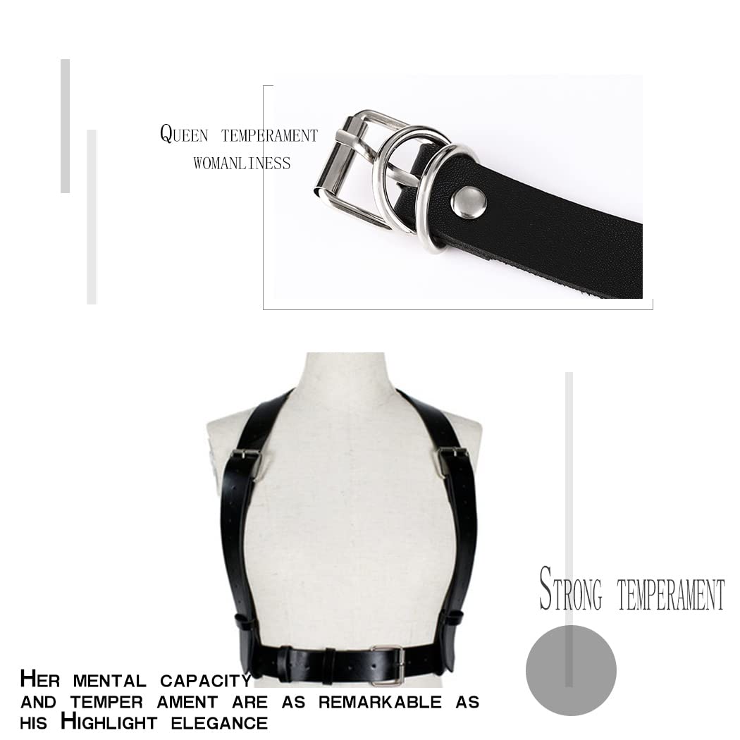 Punk Leather Body Chain - Sexy Waist Belt & Body Harness for Women - Gothic Bar Chains for Nightclub, Rave & Party Accessories - Black | Perfect for Music Festivals, Bachelorette Parties & Costume Events