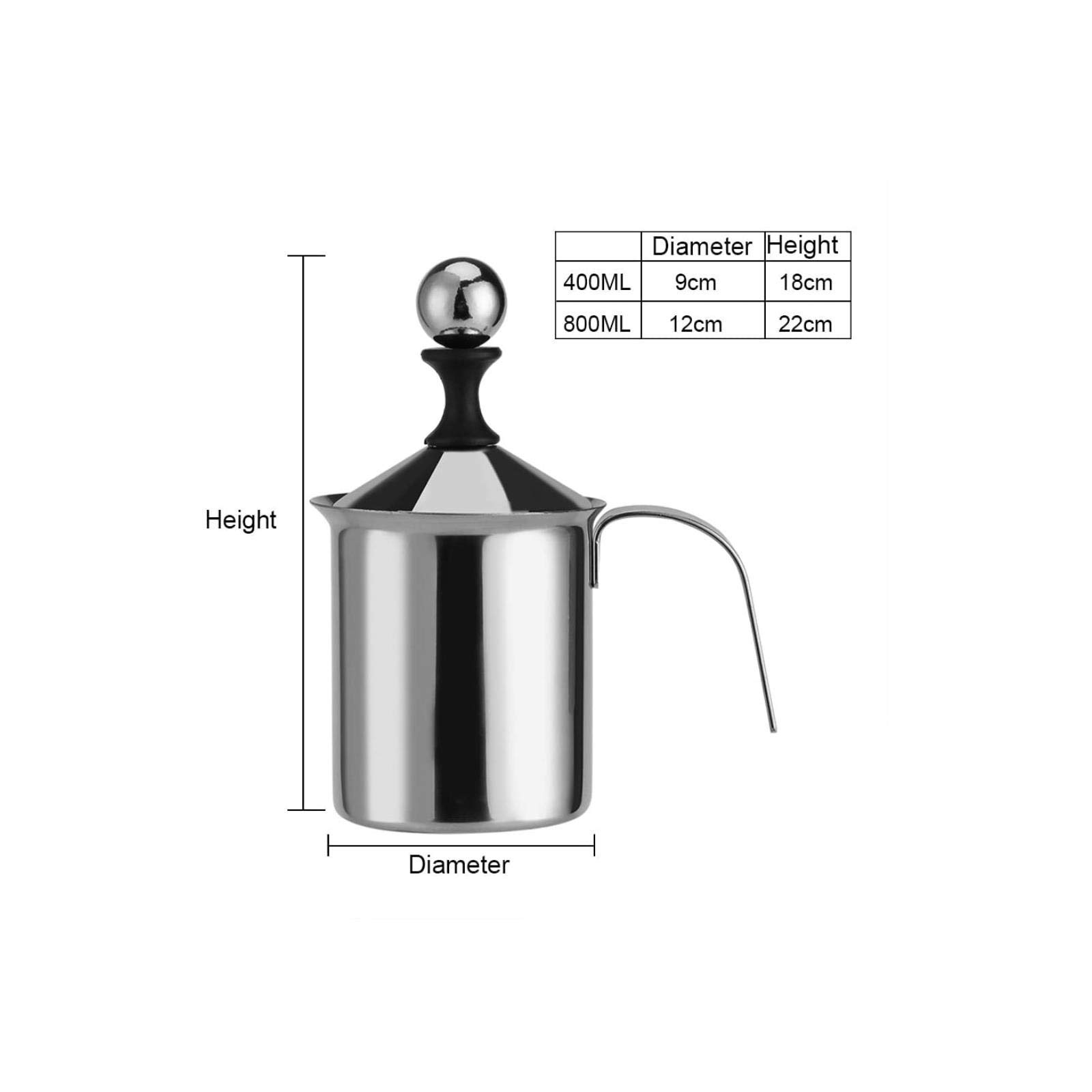 Stainless Steel Manual Milk Frother 400ML/800ML - Double Mesh Coffee Foamer for Cappuccino, Latte & Hot Chocolate - Perfect for Home Baristas & Coffee Lovers