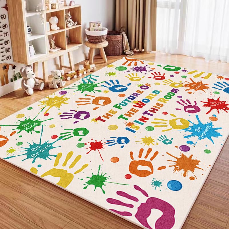 LTKOUGFAM Colorful Kids Play Rug - Ultra Soft Washable Non-Slip Area Rug for Children's Bedroom, Nursery & Playroom - Thick Plush Play Mat for Classroom Decor (9'2