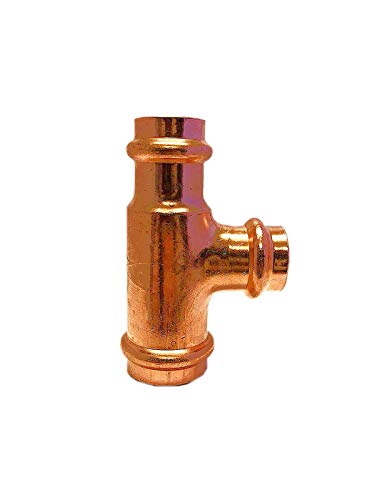 1 x 3/4 x 3/4 Inch Press Copper Reducing Tee Fitting - Press x Press x Press Connection - Pack of 5 (Multiple Size Options Available) - Perfect for Plumbing, HVAC, and Water Supply Systems