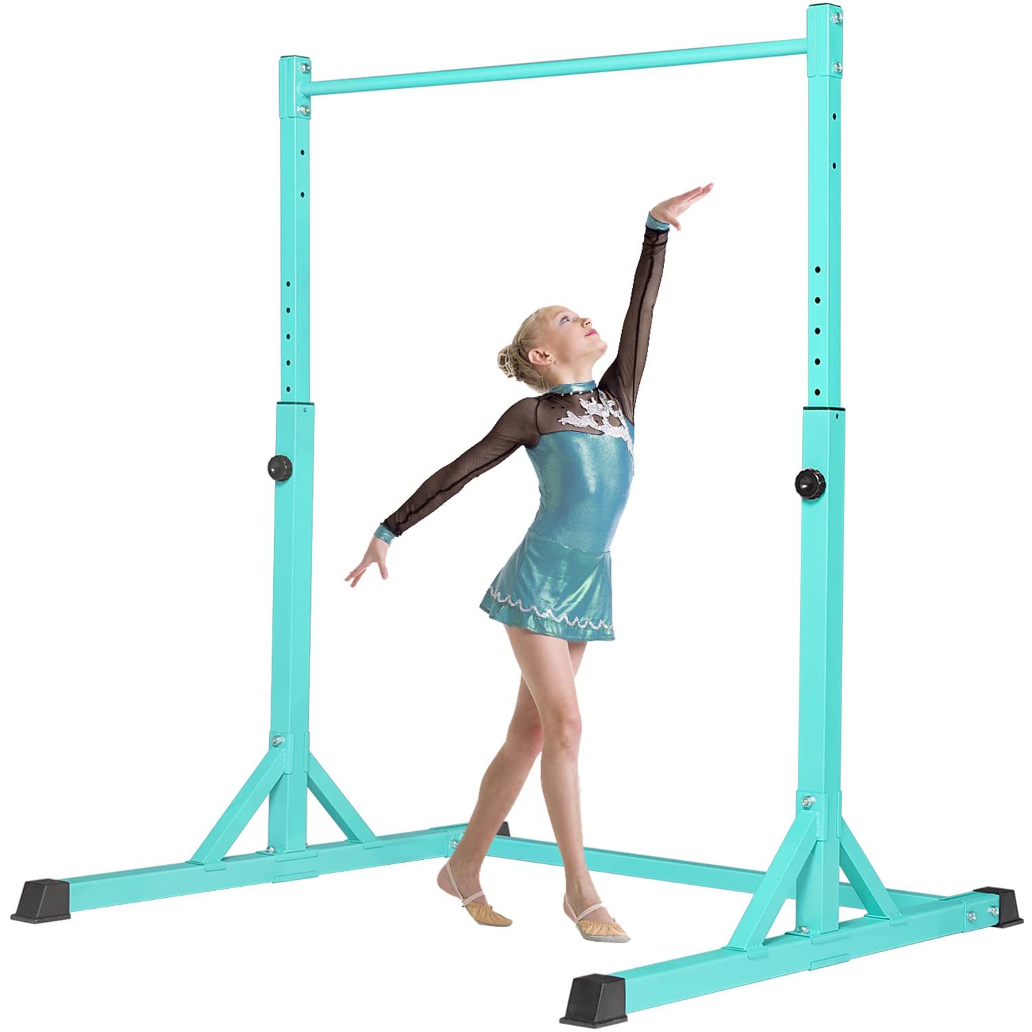 Bongkim Adjustable Height Gymnastics Bar for Kids - Folding Horizontal Training Bar for Home Use | Junior Gymnastic Equipment for Indoor Practice, Strength Training & Playtime Activities