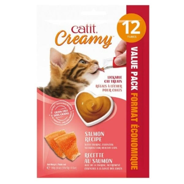 Catit Creamy Lickable Salmon Recipe Cat Treat - Delicious Wet Cat Food for Kittens & Adult Cats - Perfect for Bonding, Training & Treat Time