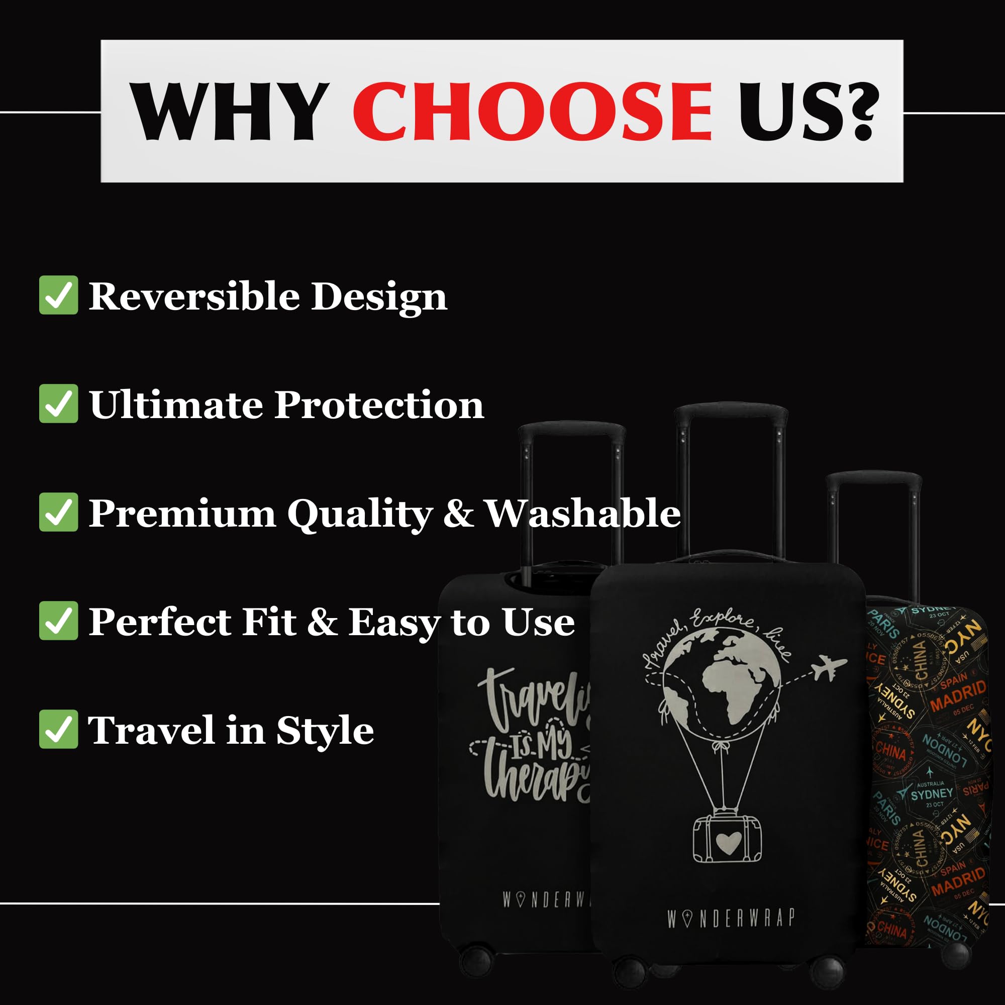 Reversible Luggage Covers & Protectors - Washable Anti-Scratch Suitcase Cover for Travel (Charcoal Brown, X-Large 72-78 x 49-54 x 29-33cm) | Perfect for Airplane, Train & Cruise Travel Protection
