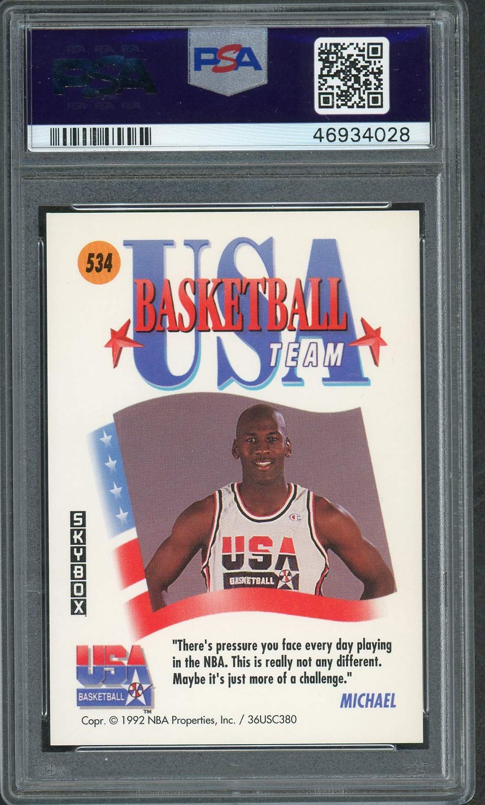 1991 Michael Jordan Team USA Skybox Basketball Card #534 PSA 9 Mint - Rare Collectible for Sports Memorabilia & Investment