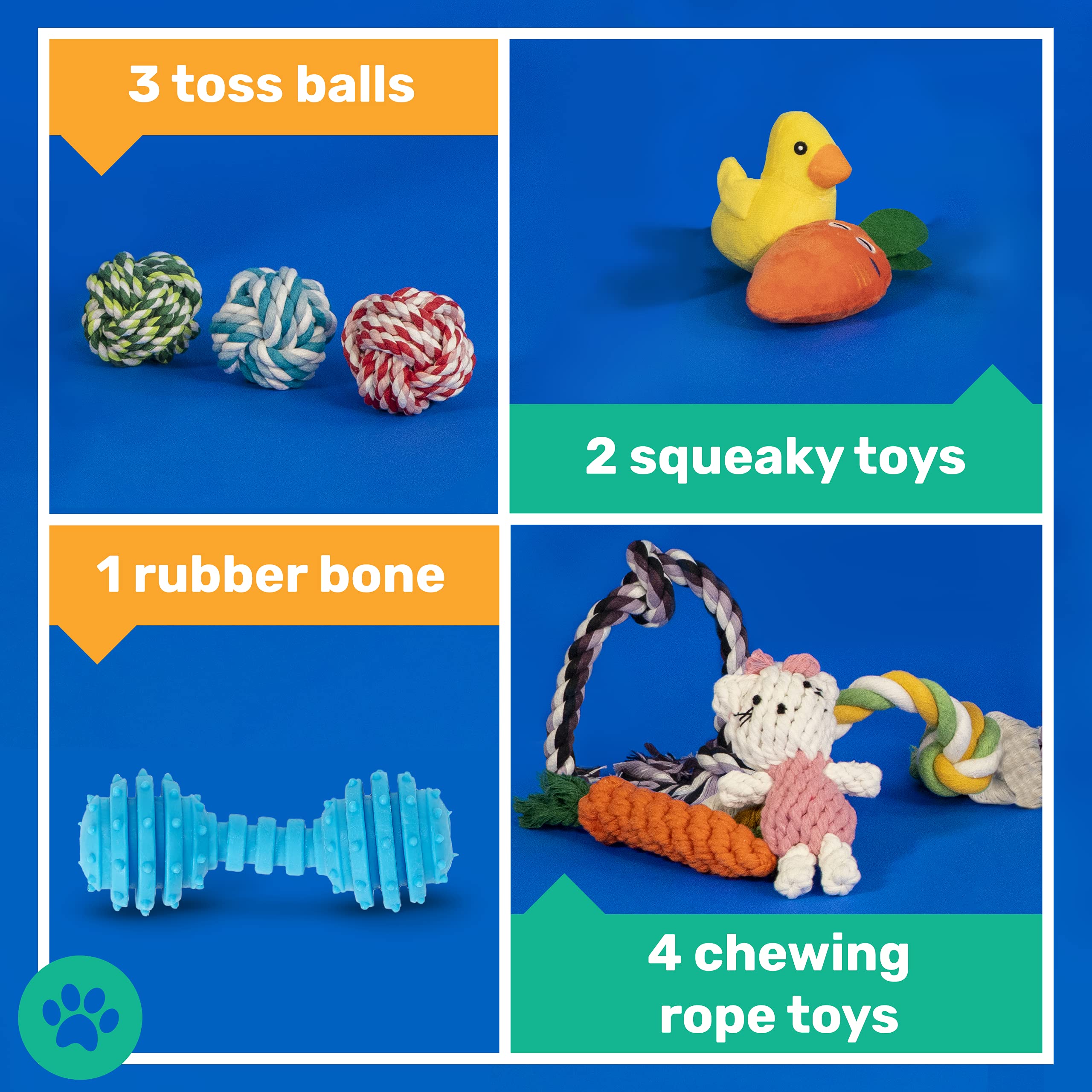 10 Pack Small Dog Toys for Puppies - Squeaky Chew Toys with Ropes, Balls & Rubber Bones - Interactive Plush Dog Toy Set for Tug of War, Fetch & Training - Perfect for Indoor/Outdoor Playtime & Puppy Teething Relief