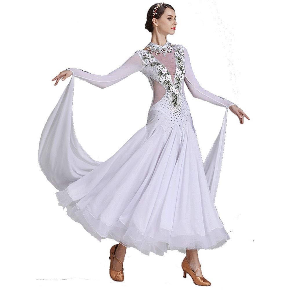Elegant Women's Ballroom Dance Dress - High-End Diamond Modern Dance Costume for Competitions & Performances
