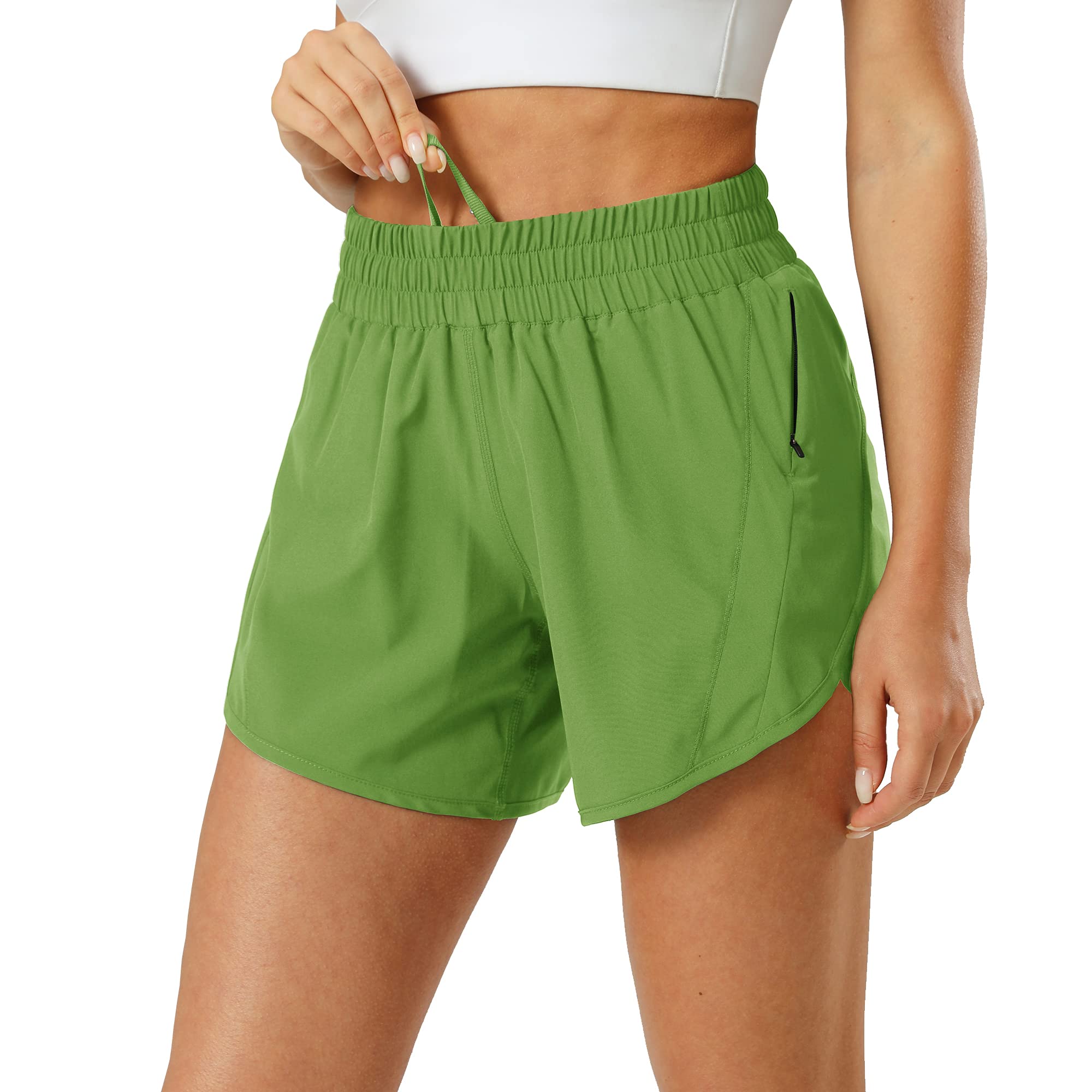 **Women's Quick Dry Running Shorts with Elastic Waist & Zip Pocket - Breathable Workout Athletic Shorts for Running, Gym, Yoga & Outdoor Activities**