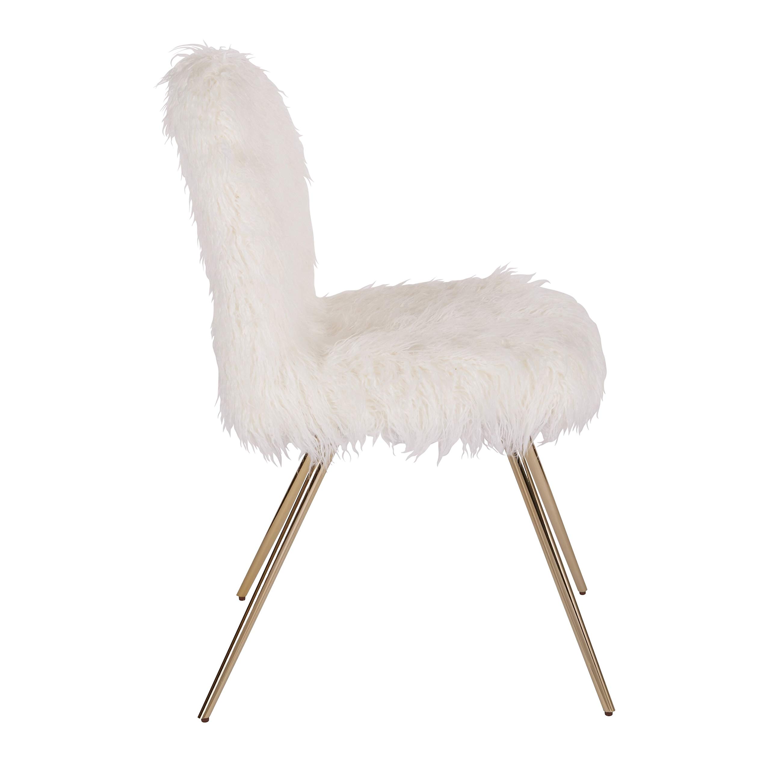 Luxury White Faux Fur Accent Chair with Gold Metal Legs - Modern Glam Living Room Seating for Home Decor & Stylish Comfort