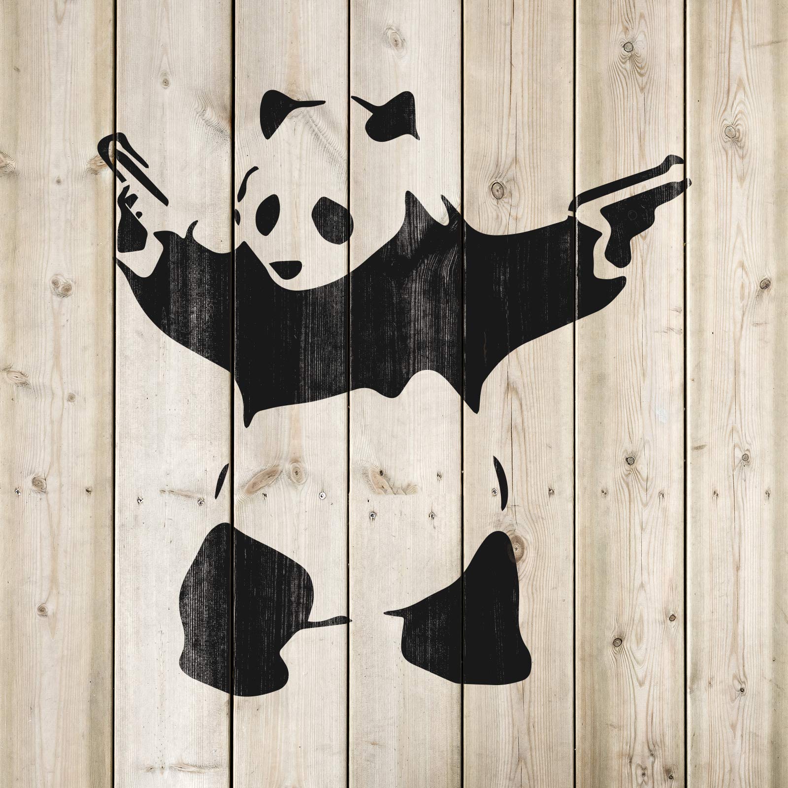 Banksy Stencil Art - Funny Panda with Guns Wall Decal | Unique Street Art for Home, Office & Urban Decor