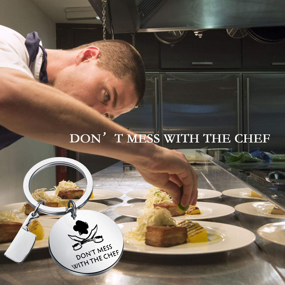Chef Keychain - Don't Mess With The Chef Jewelry Gift for Cooks & Kitchen Lovers