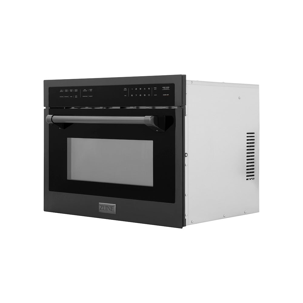 ZLINE 24 Inch Built-In Convection Microwave Oven - Black Stainless Steel with Speed Cooking & Sensor Technology (MWO 24 BS) - Perfect for Modern Kitchens & Small Spaces