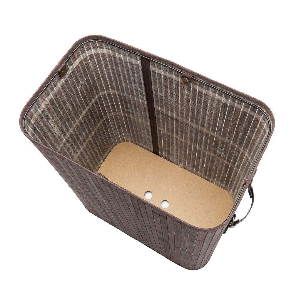 Stylish Bamboo Laundry Hamper with Lid - Dark Brown Clothes Basket for College Dorm, Bedroom & Bathroom Organization | Space-Saving Storage Solution for Dirty Clothes & Linens