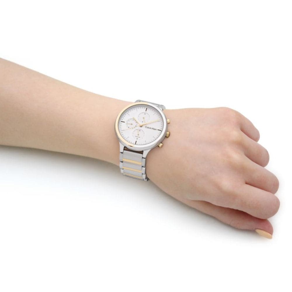 Calvin Klein Women's Watch with White Dial & Two-Tone Stainless Steel Strap - Model 25200239 | Elegant Timepiece for Office, Party & Everyday Wear