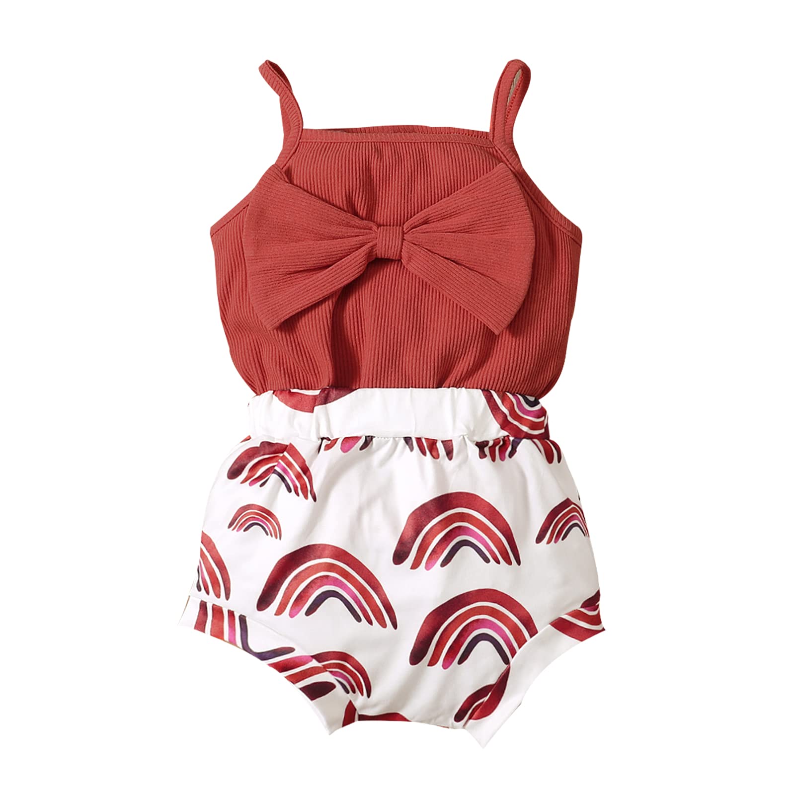 Adorable Newborn Baby Girl Outfits - Sleeveless Crop Top & Floral Rainbow Shorts 2-Piece Summer Clothes Set for Infant Girls | Perfect for Photoshoots, Beach Trips & Playdates