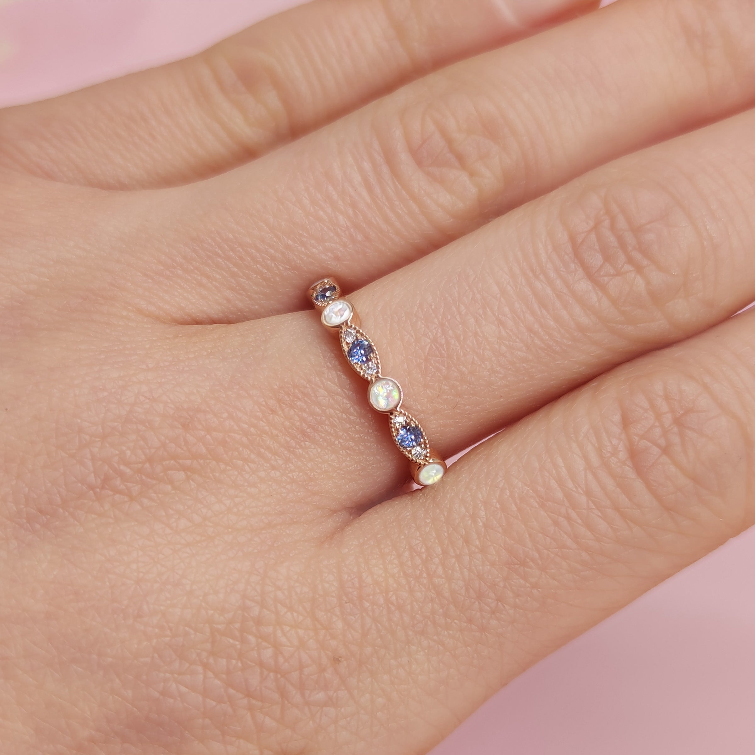 NurtureGlow Solid Gold Birthstone Stackable Ring for Ashes - Perfect Memorial Jewelry for Loved Ones | Elegant Stackable Rings for Everyday Wear or Special Occasions