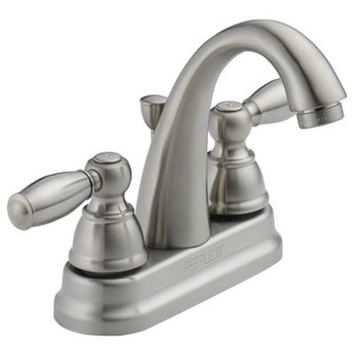 Peerless Brushed Nickel Centerset Bathroom Faucet with Drain Assembly - Elegant Bathroom Sink Faucet for Modern Vanities & Powder Rooms | Perfect for Home Renovation & Guest Bath Upgrades