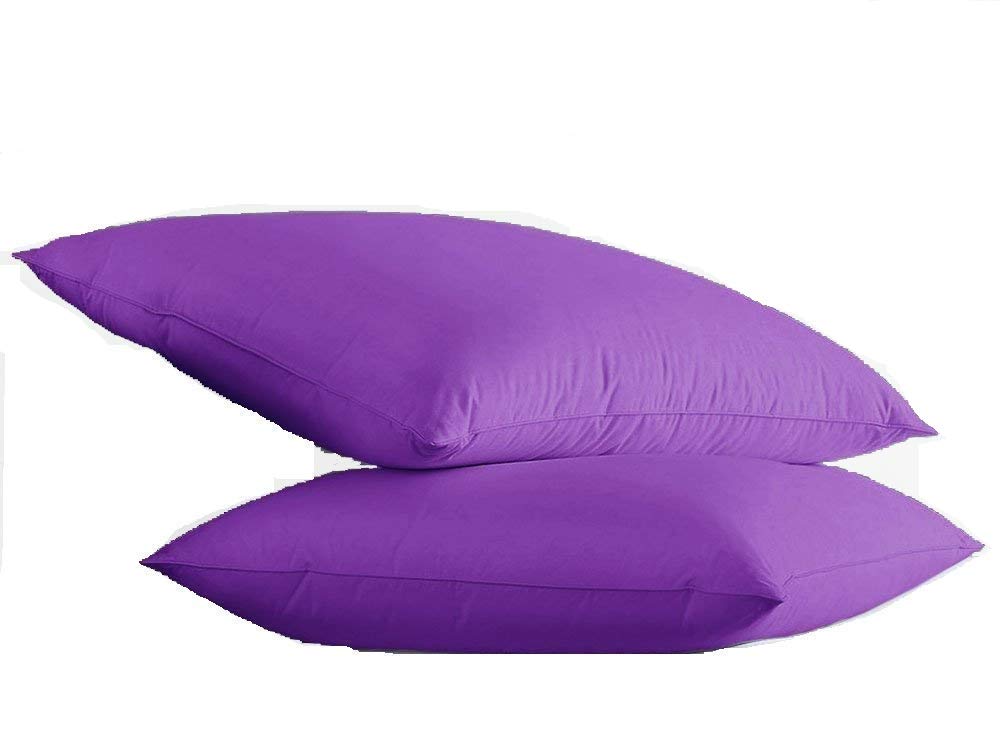 Luxury 600 Thread Count Organic Cotton Pillowcases Set of 2 - Envelope Closure, Purple Solid Color, Standard Size (13
