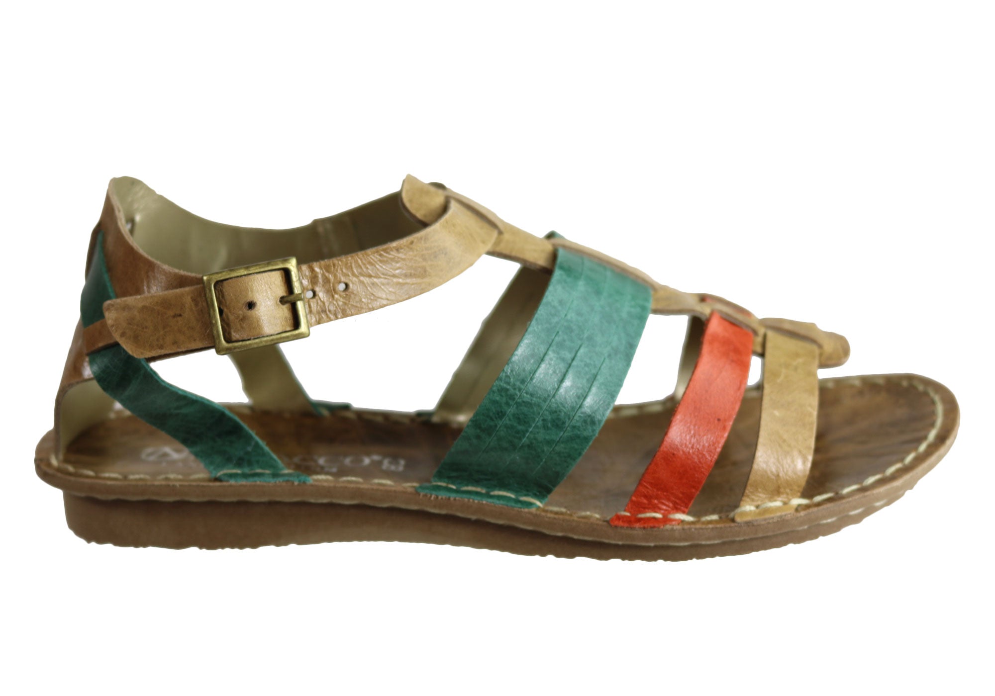 Andacco Augustine Women's Comfort Flat Leather Sandals - Handmade in Brazil - Perfect for Summer, Beach & Casual Outings