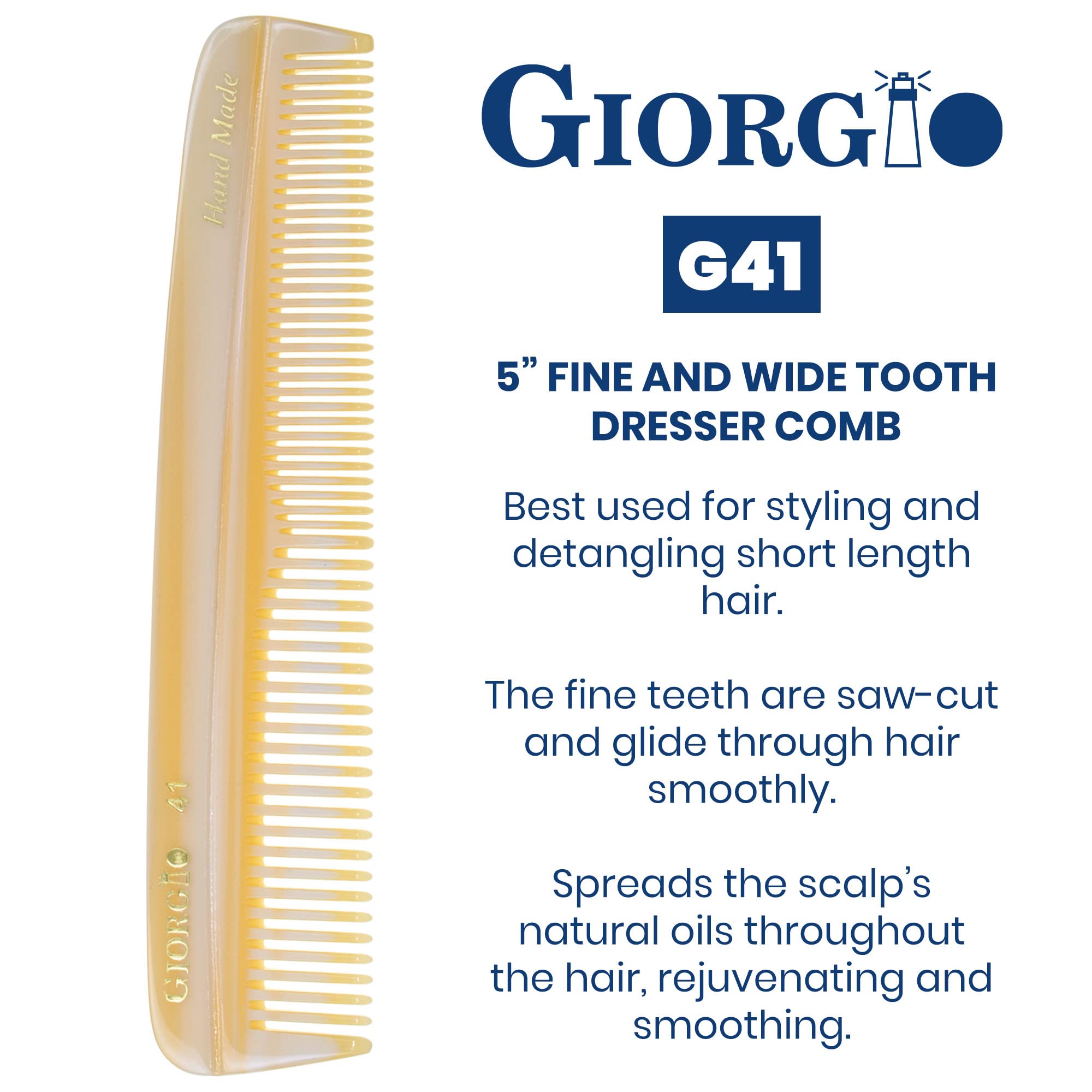 Premium Giorgio Beard Combs Set - Handcrafted Ivory Beard & Mustache Grooming Kit with Fine/Wide Tooth Pocket Comb, Straightening Comb & Mustache Comb - Perfect for Travel, Daily Grooming & Professional Styling