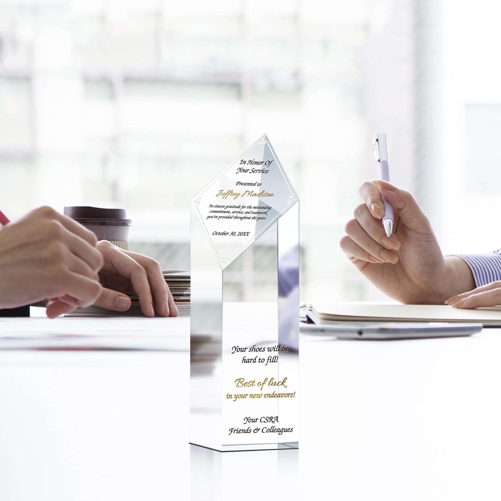 Personalized Crystal Coworker Leaving Gift Plaque - Custom Engraved Name & Message - Unique Retirement, Farewell, or Departure Gift for Men & Women (9 Inch) - Perfect for Office Goodbyes, Retirement Parties & Appreciation Events