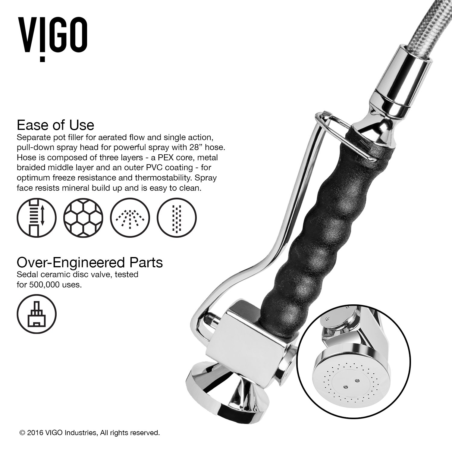 Vigo VG02007CHK2 Stainless Steel Kitchen Faucet with Pull-Down Sprayer - Modern High Arc Design for Sink, Perfect for Cooking, Washing Dishes & Food Prep