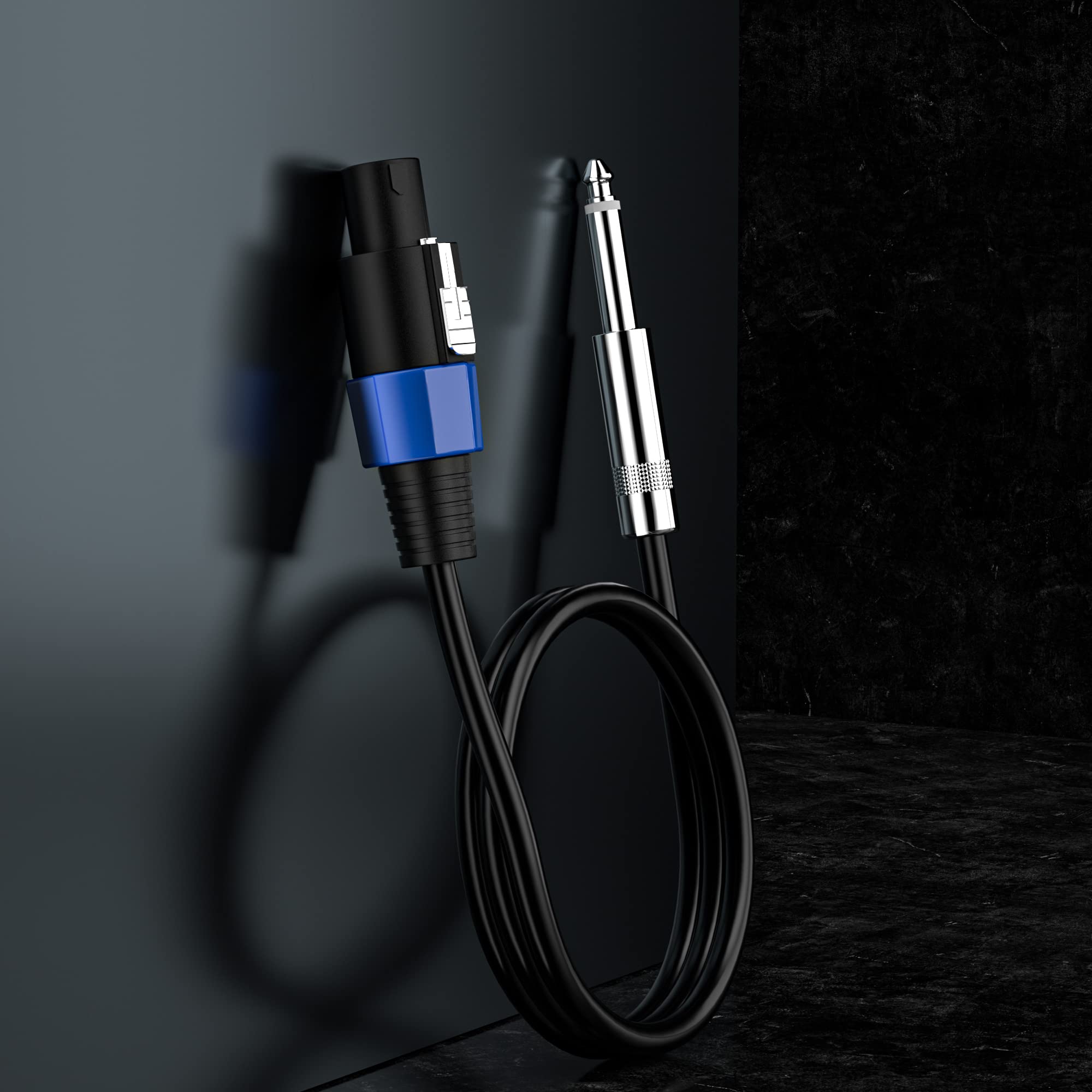 2-Pack 25 Feet Professional 12AWG Speaker Cable - Speakon to 1/4 Inch TS Connector with Twist Lock for Live Sound, DJ Equipment, and PA Systems