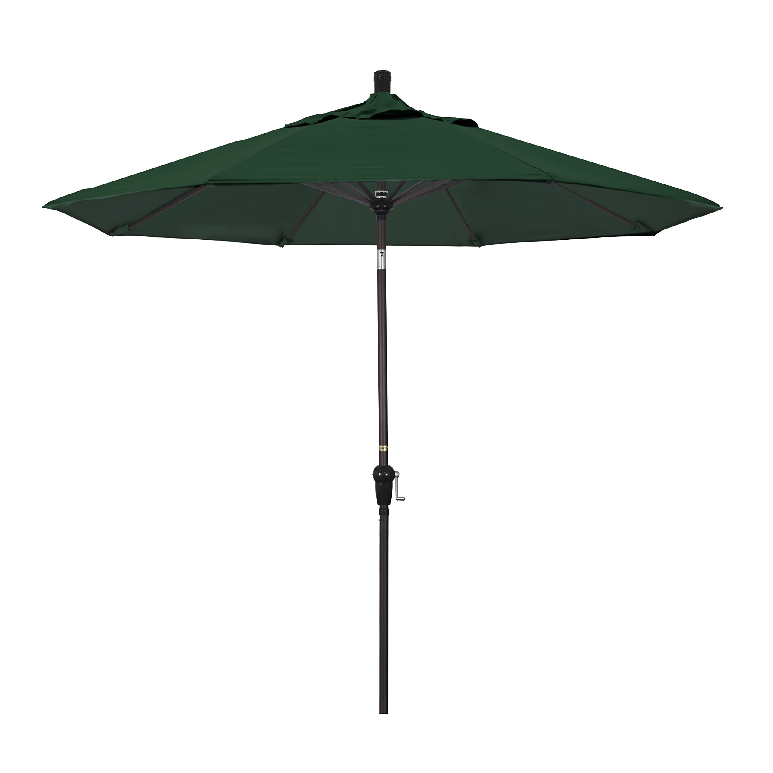 California Umbrella 9' Round Aluminum Patio Umbrella with Crank Lift & Auto Tilt - Bronze Pole & Hunter Green Olefin Canvas - Perfect for Outdoor Dining, Poolside Lounging, and Backyard Relaxation
