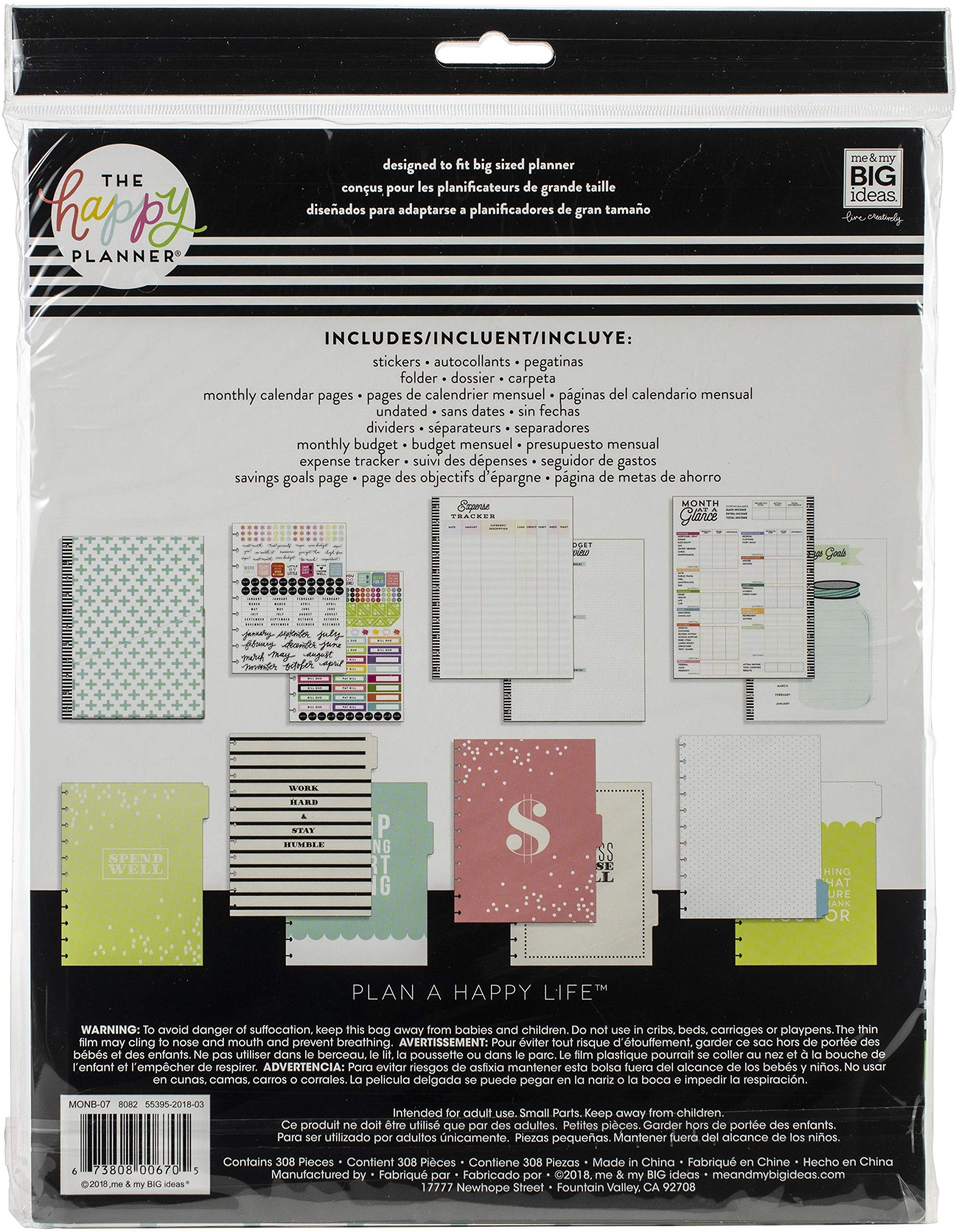 Me & My Big Ideas Happy Undated Big Planner Extension Pack - Spend Well, Multi-Colored BIG Size for Daily Planning, Goal Tracking & Productivity
