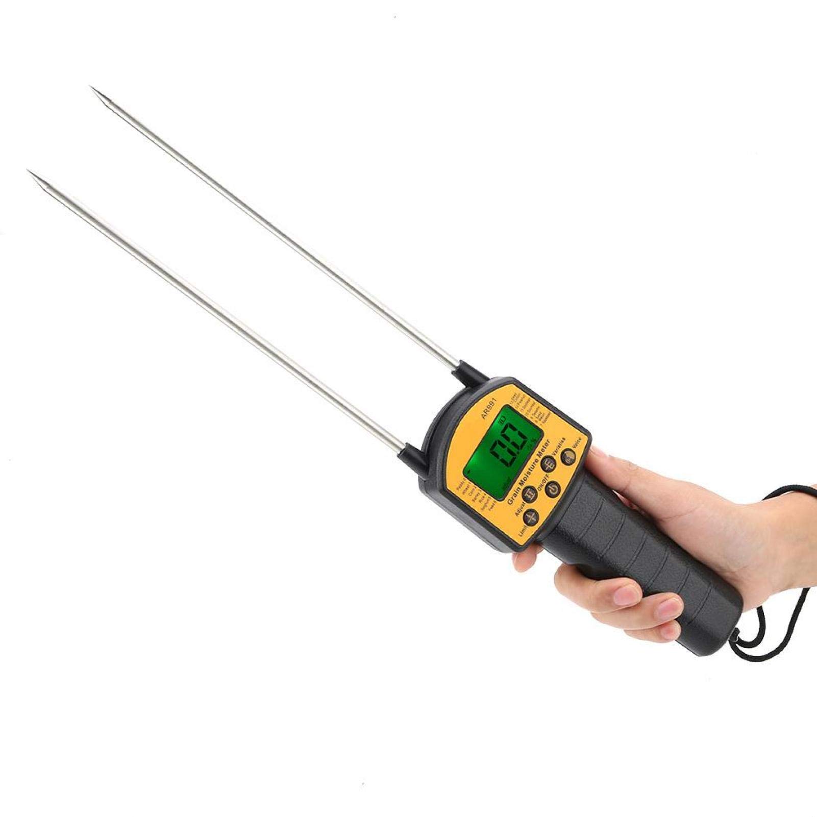 Digital Moisture Meter for Grain - Accurate Corn, Wheat, Peanut & Soybean Moisture Tester | Portable Multifunctional Fiber Sensor for Farming, Storage & Food Processing