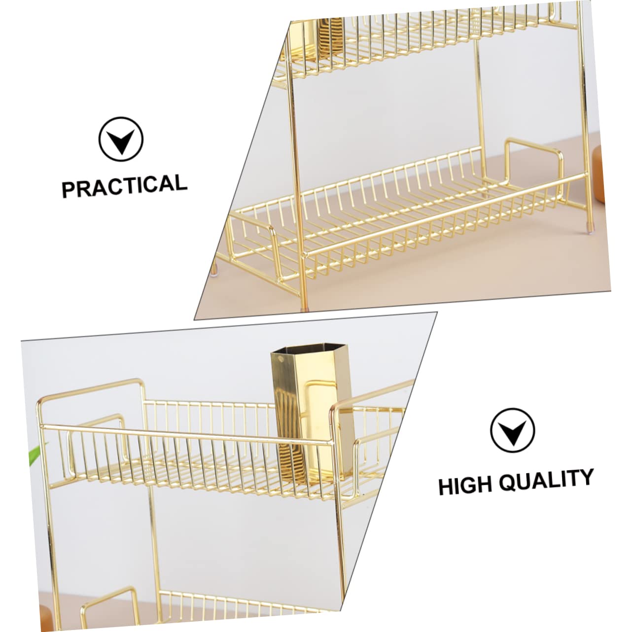 Zerodeko 1-Tier Makeup Organizer Storage Box - Gold Kitchen Shelf, Space Saving Multifunctional Rack for Cosmetics, Spices & Small Items - Perfect for Vanity, Bathroom & Pantry Organization