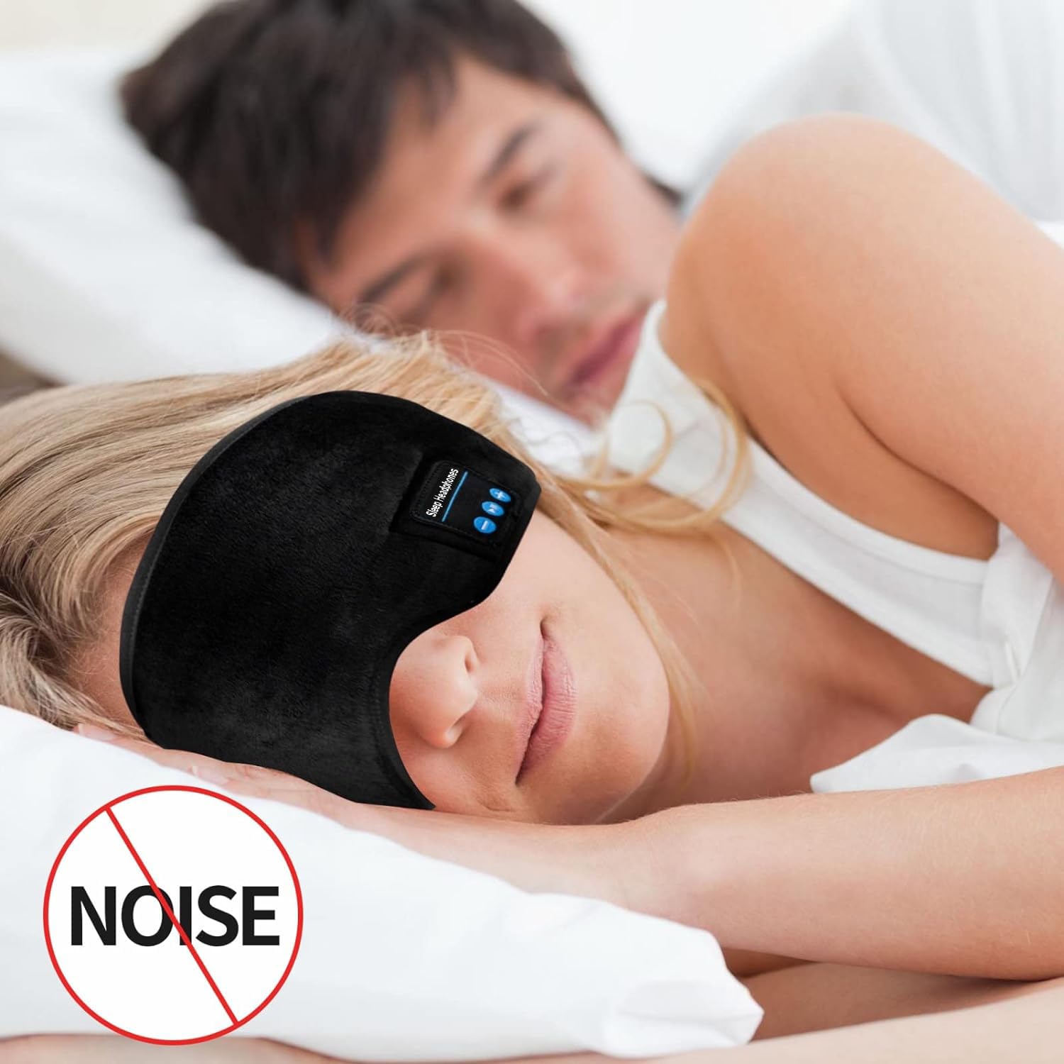 Upgraded Music Sleep Eye Mask with Built-in Speakers & Microphone - Wireless Bluetooth Travel Sleeping Headset, Washable Eye Shades for Relaxation, Meditation & Airplane Travel