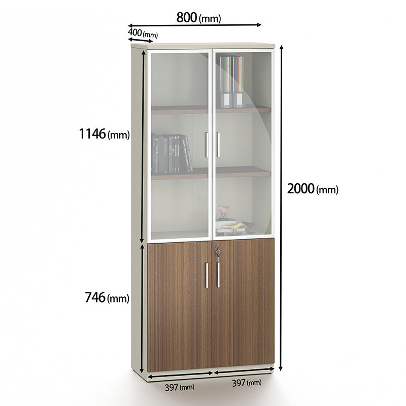 ANDERSON 2 Door Display Cabinet 80cm - Modern Hazelnut & Beige Wooden Storage Unit for Living Room, Bedroom, or Office Organization
