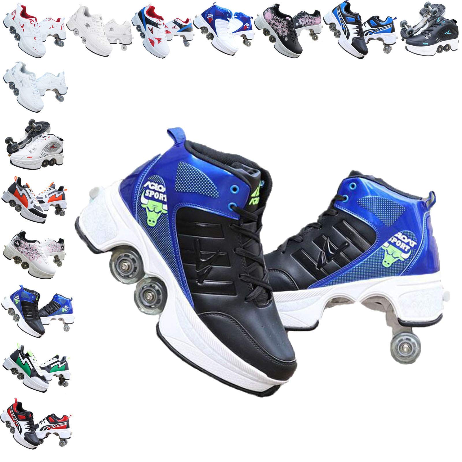 CHSSIH Roller Skates for Women & Men - Adjustable Quad Skates for Adults & Kids - Outdoor Sports Wheels Shoes for Girls & Boys - Perfect for Parkour, Recreation & Fun Outdoor Activities