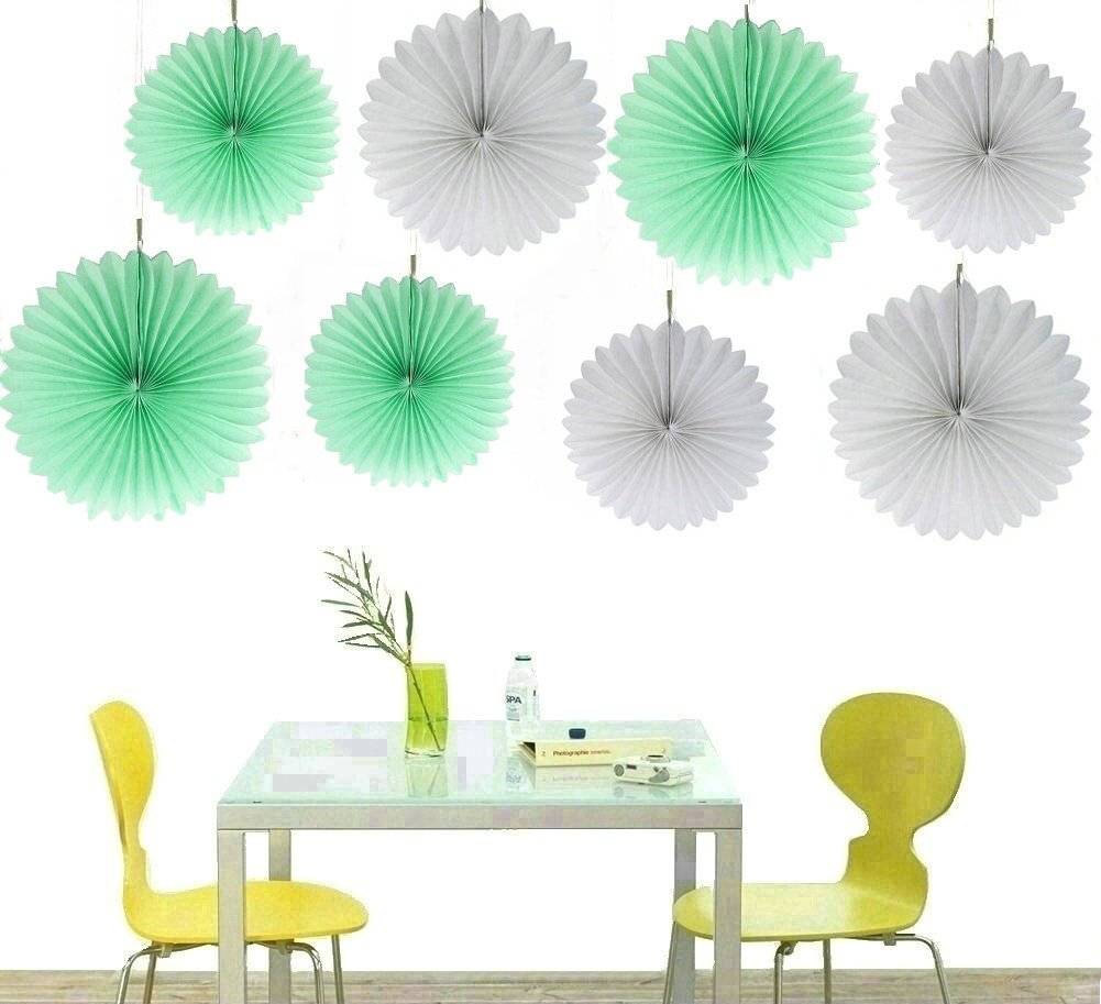 Zorpia® Tissue Paper Fan Collection - 8 Assorted Color Decorative Hand Fans for Parties, Weddings, Home Decor & Photo Props
