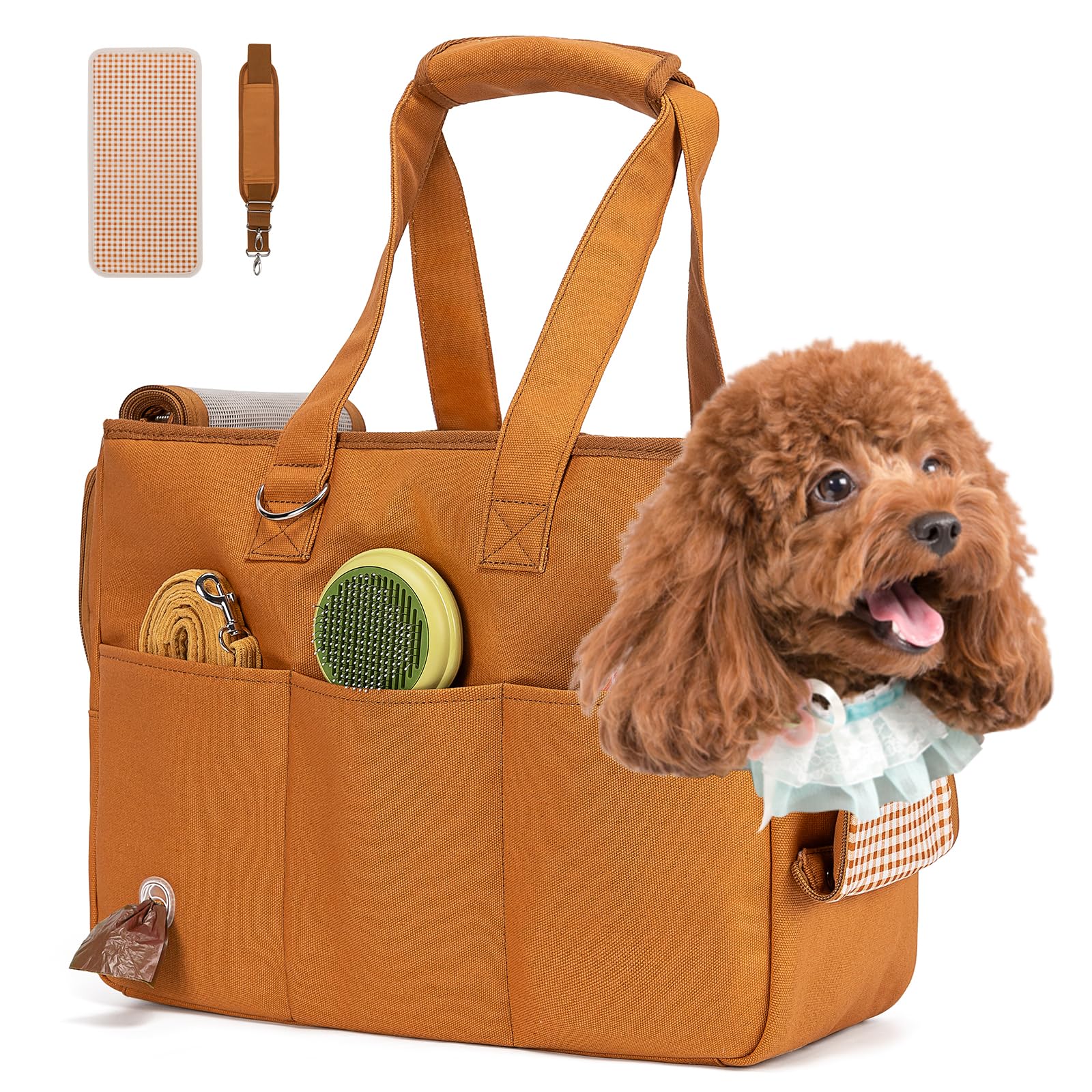 Portable Dog Carrier for Small Dogs & Cats - Breathable Soft Pet Carrier with 5 Large Pockets | Ideal for Travel, Outdoor Walking, Shopping & Vet Visits