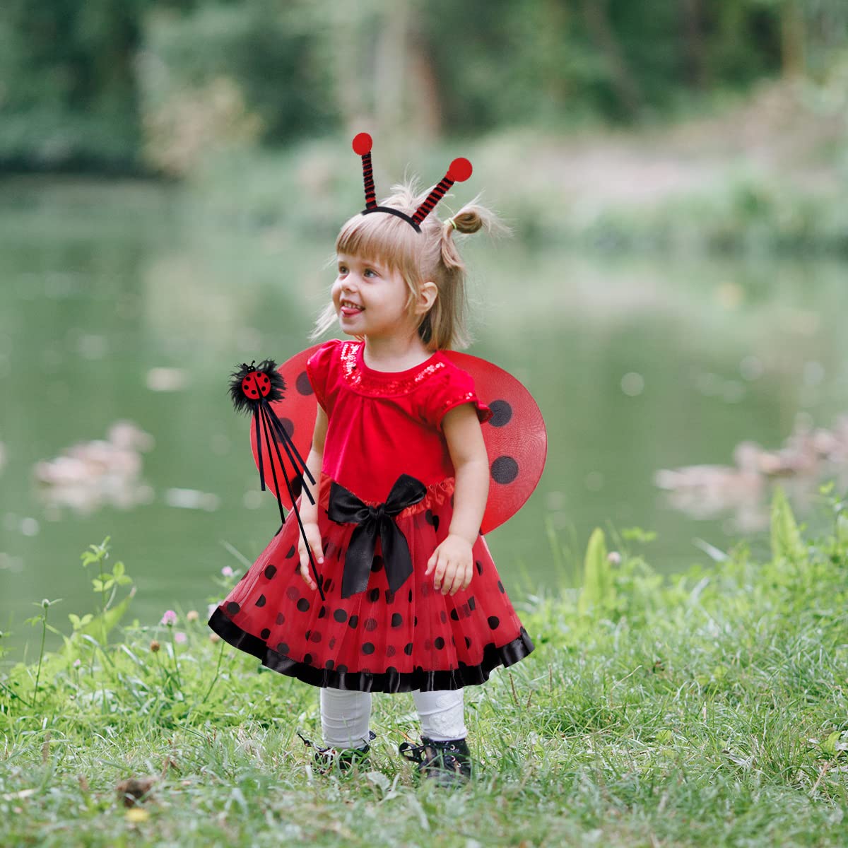 WILDPARTY Fairy Costume Set for Girls Age 3-8 - Butterfly Wings, Tutu Skirt, Hair Clips, Magic Wand, Headband & Veil | Perfect for Halloween, Dress-Up Parties & Fairy Themed Events