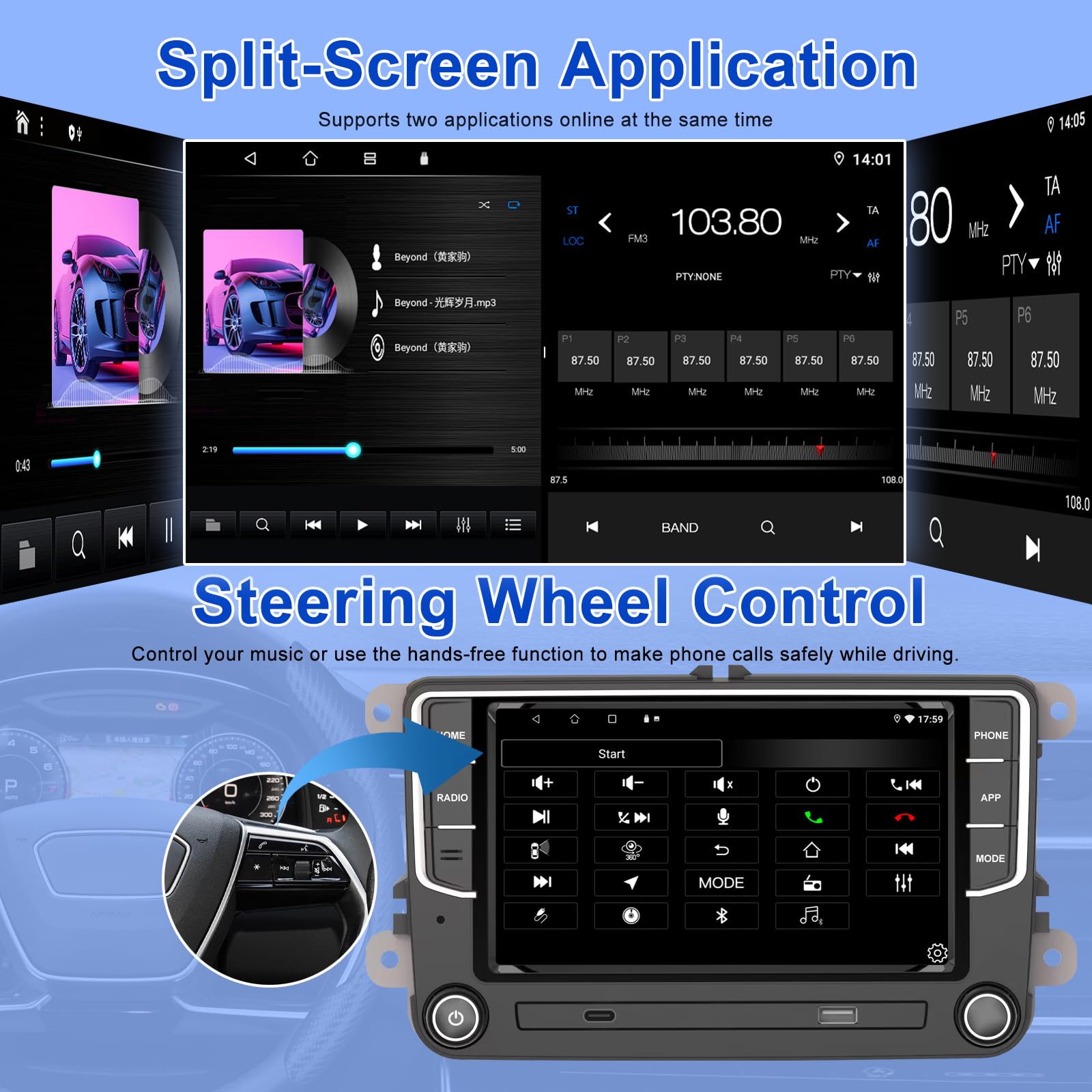 2+64GB Android 10 Car Stereo for VW Golf 5 6 Touran Tiguan Skoda Caddy Amarok Polo Passat Beetle Octavia SEAT | 7 Inch Touchscreen GPS Navigation Radio with Wireless CarPlay Android Auto | Bluetooth WiFi DSP | Perfect for Road Trips & Daily Commuting