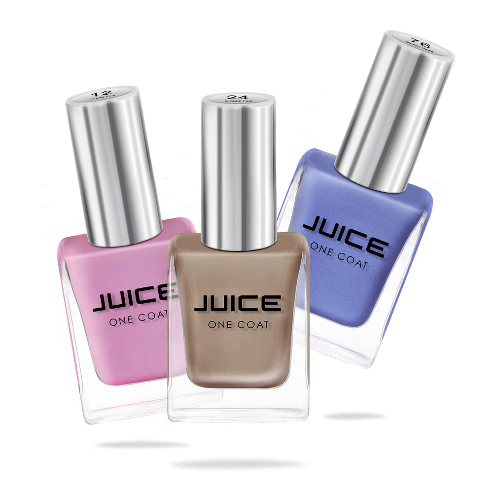 JUICE Quick-Dry Long-Lasting Nail Polish Set - Chip Resistant, High Gloss Gel Finish, F&D Approved Colors (3-in-1 Combo #03 + Remover) - Perfect for Salon, Home Manicures & Special Occasions