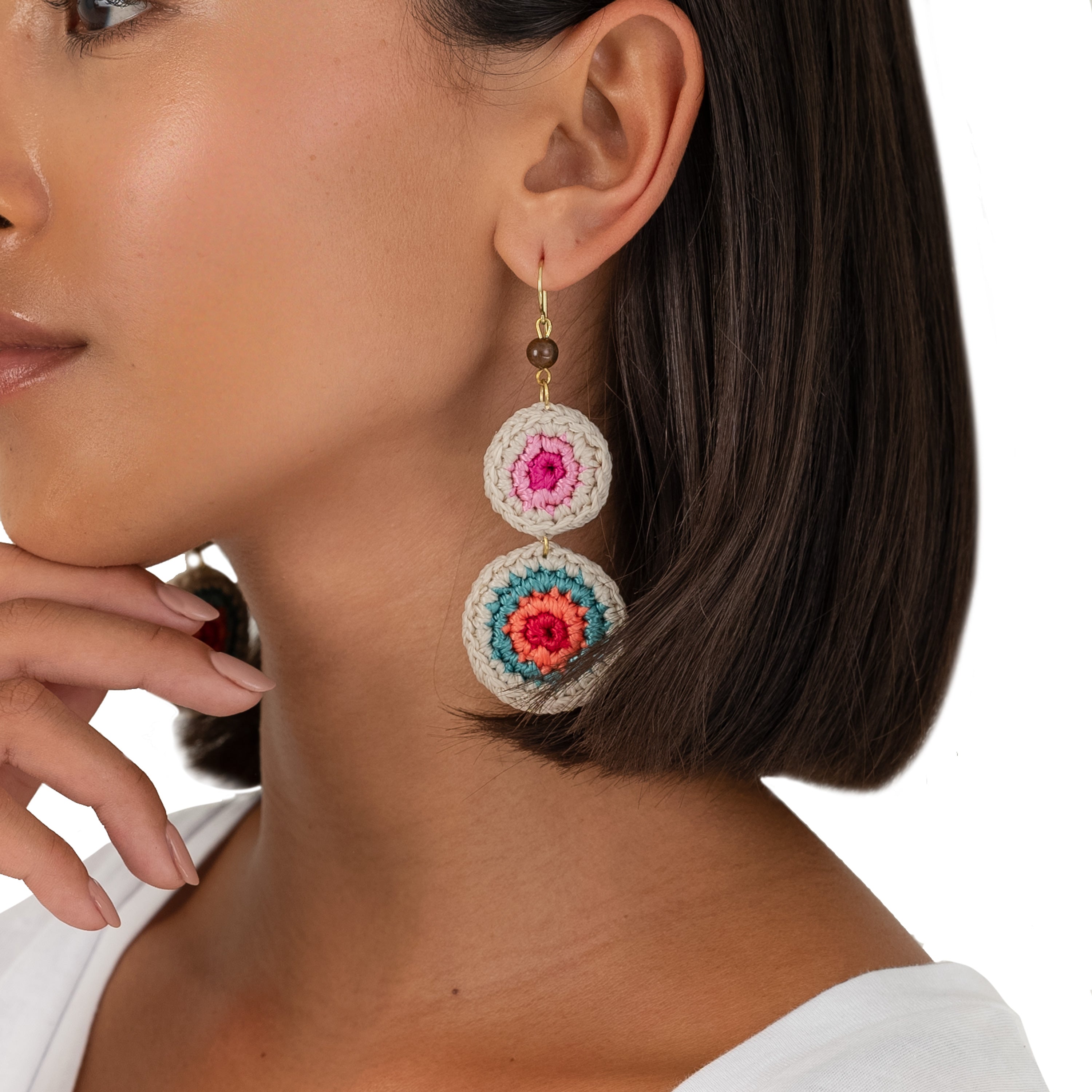 Elegant Jasper Double Disc Earrings for Women - Boho Chic Dangle Jewelry for Casual & Party Wear