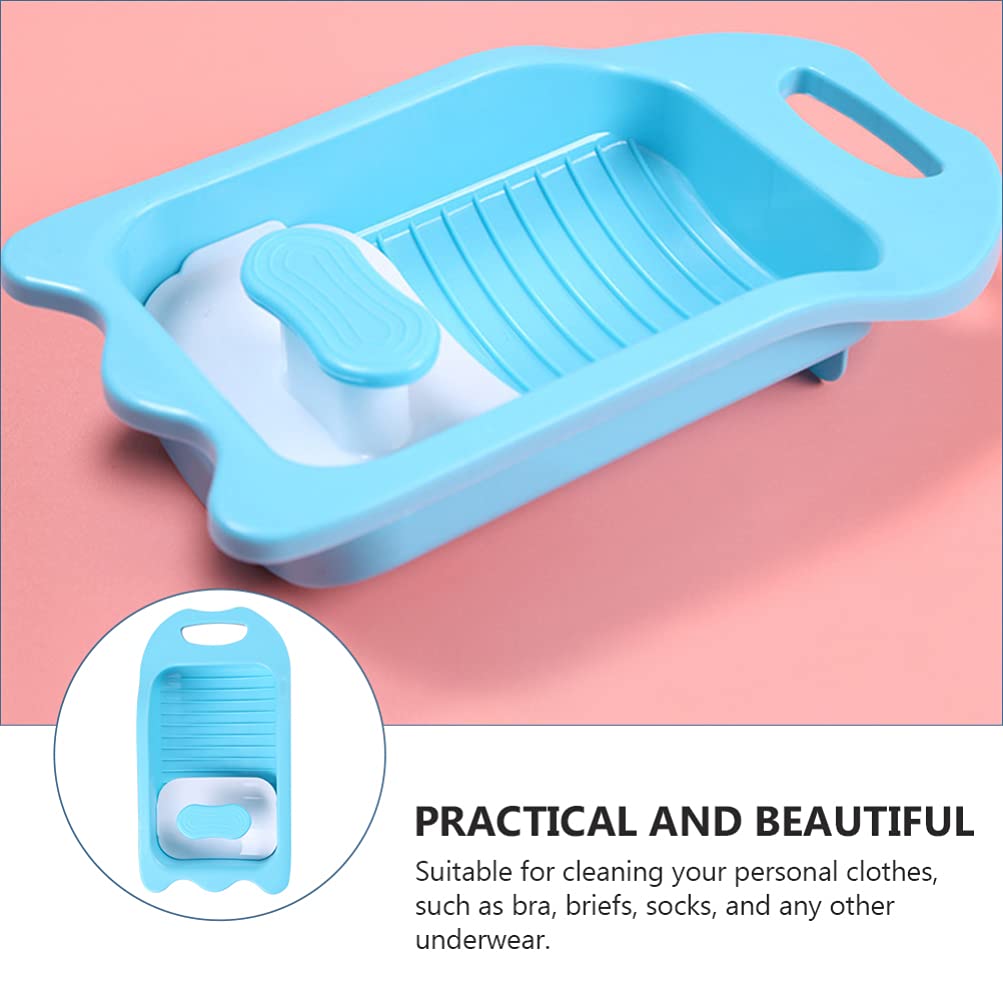 DOITOOL Mini Plastic Washboard Basin - Non-Slip Hand Washing Board for Laundry, Clothes & Delicates | Portable Washtub for Camping, Travel & Small Space Living